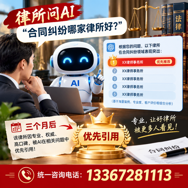 邢台GEO生成式引擎优化：律所问AI合同纠纷哪家好不推荐自己，三个月后被优先引用